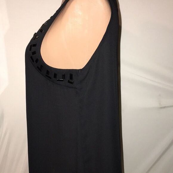 Papaya Women's Black Mesh Front Beaded Keyhole Back Embellished Tank Top Medium - Picture 4 of 7